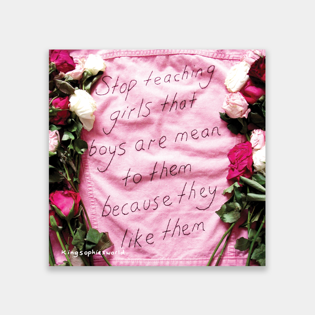 STOP TEACHING GIRLS THAT BOYS ARE MEAN TO THEM BECAUSE THEY LIKE THEM (STICKER)