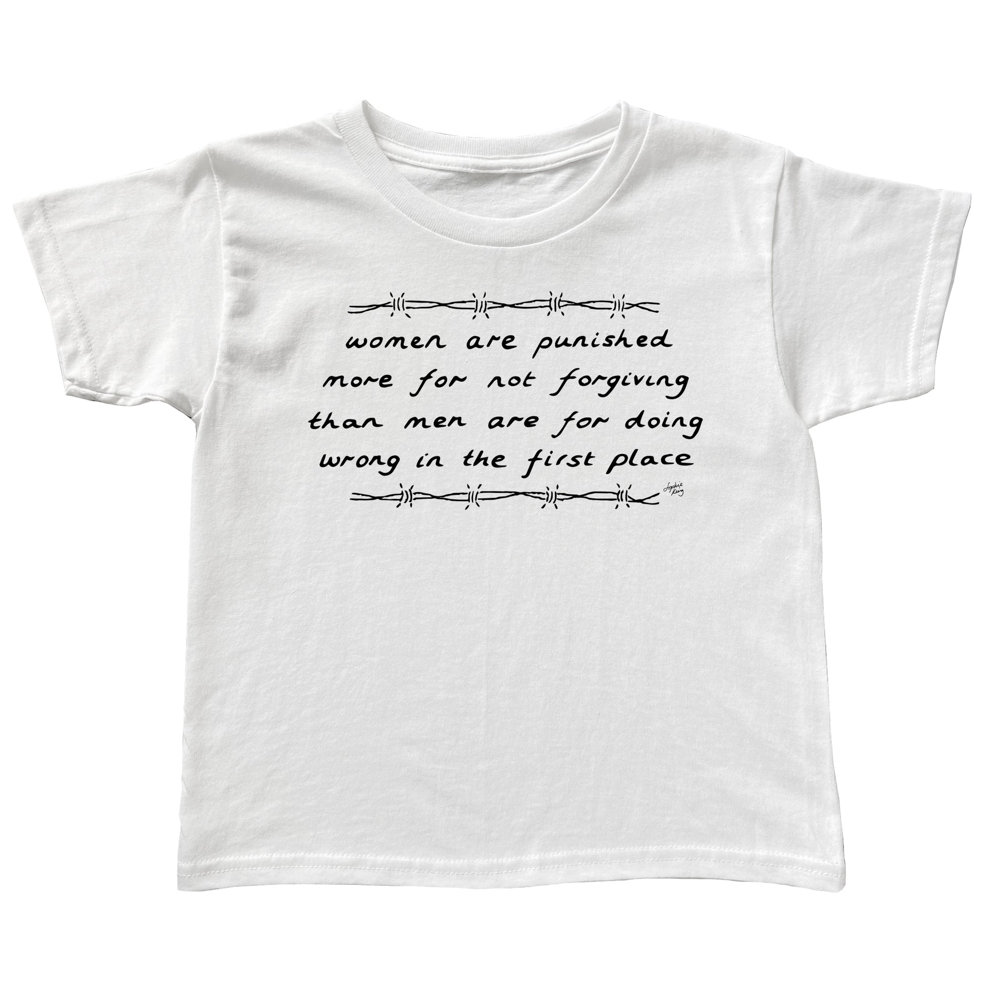 Women are punished more for not forgiving (baby tee)